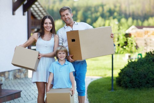 Movers navigating stairs and access in Hydepark property