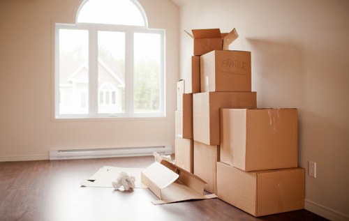 Packed household items ready for relocation in Hydepark